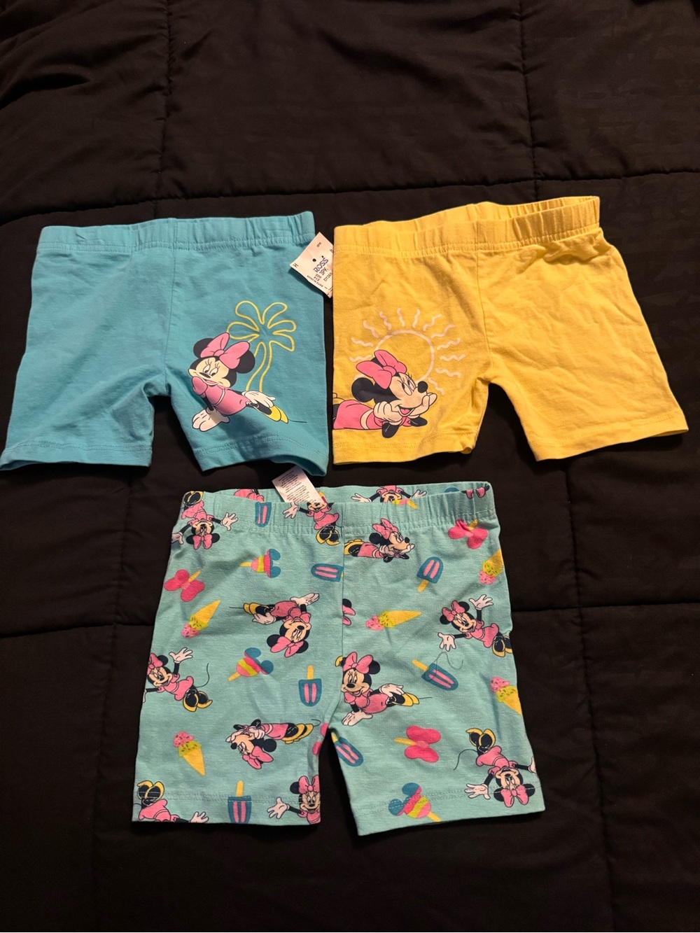 Disney Minnie Mouse Girls Shorts Set - Teal, Yellow, Pink